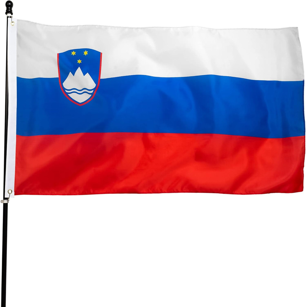 DANF Slovenia Flag 3X5 Ft Thick Polyester, Fade Resistant, Brass Grommets, Canva