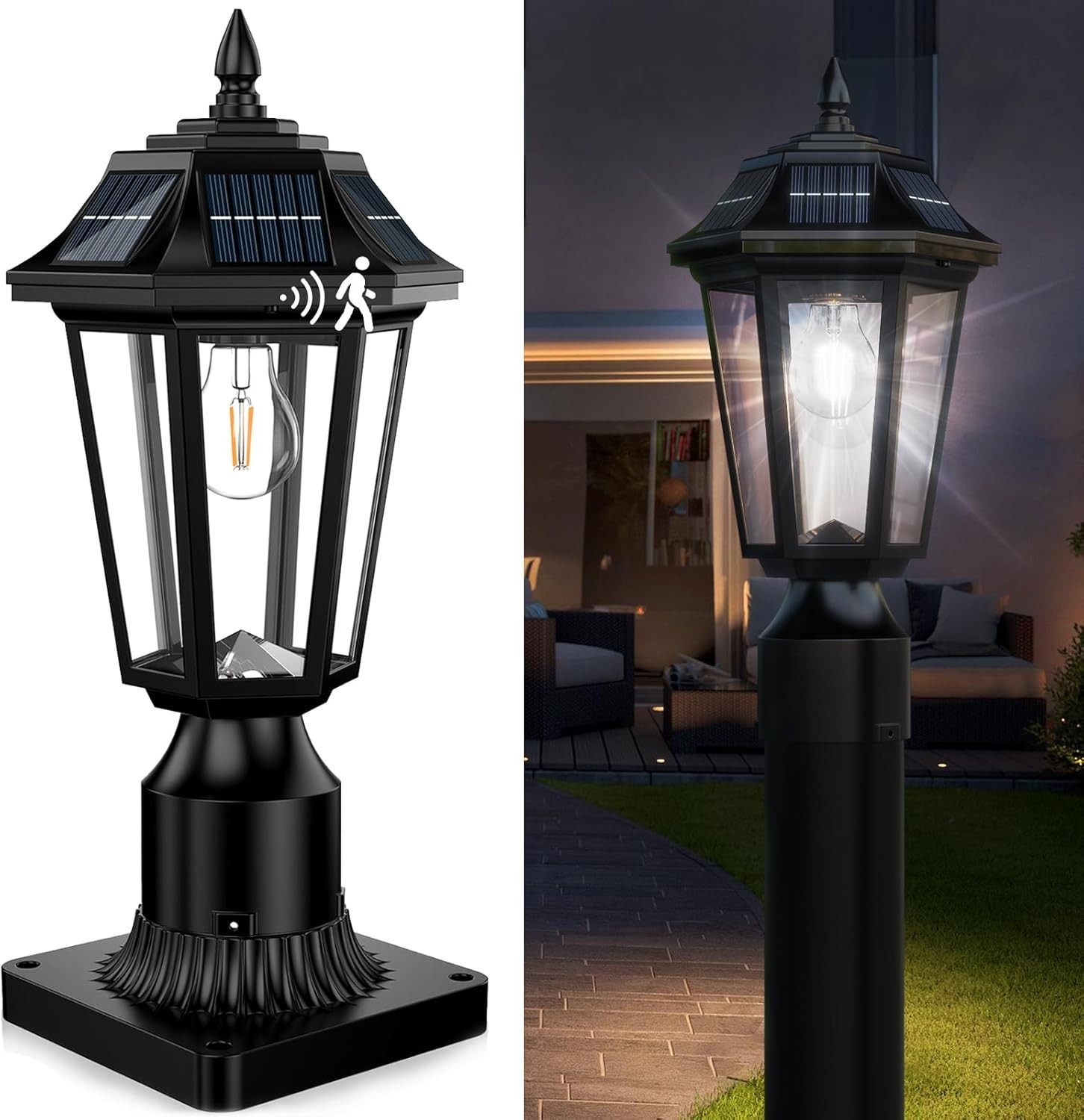 Solar Post Lights, Dusk to Dawn Solar Lamp Post Light with Pier Mount Base gallery
