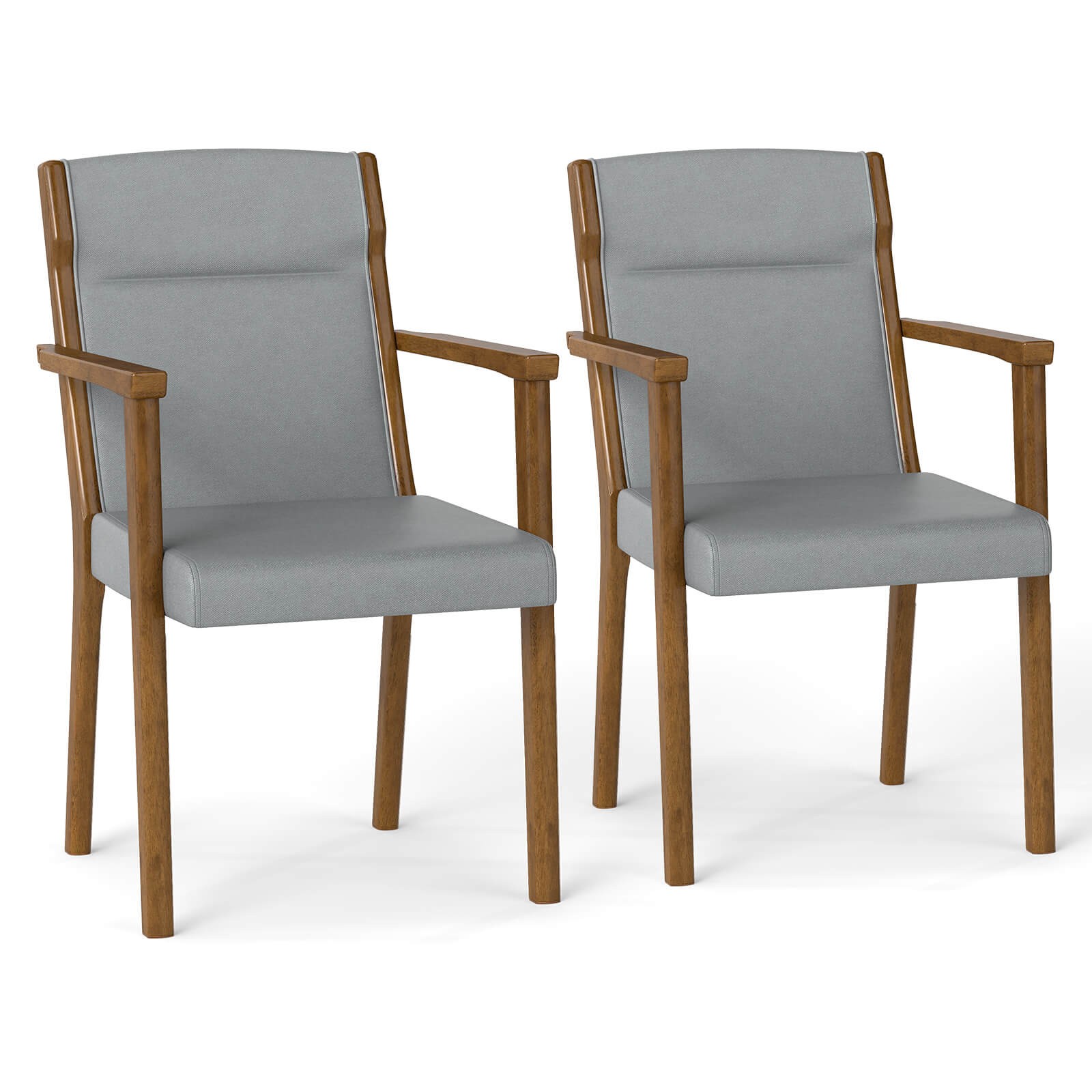 2PCS Mid-Century Modern Dining Chairs Upholstered Wooden Accent Chairs gallery