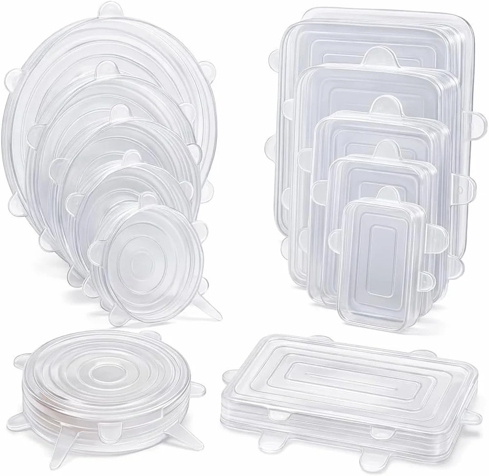 Reusable Silicone Food Covers - 12-Pack Round & Rectangular Lids | BPA-Free, Eco gallery