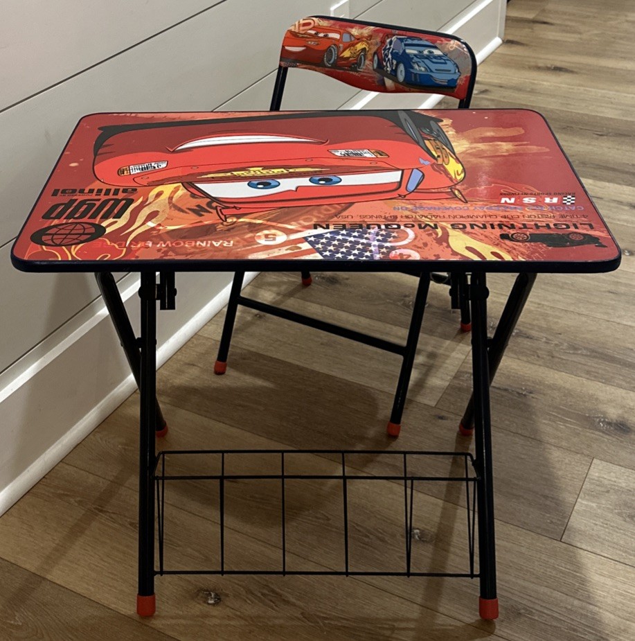 VTG 2011 Disney Pixar Cars Folding Table/Desk & Chair Set Lightning McQueen HTF gallery