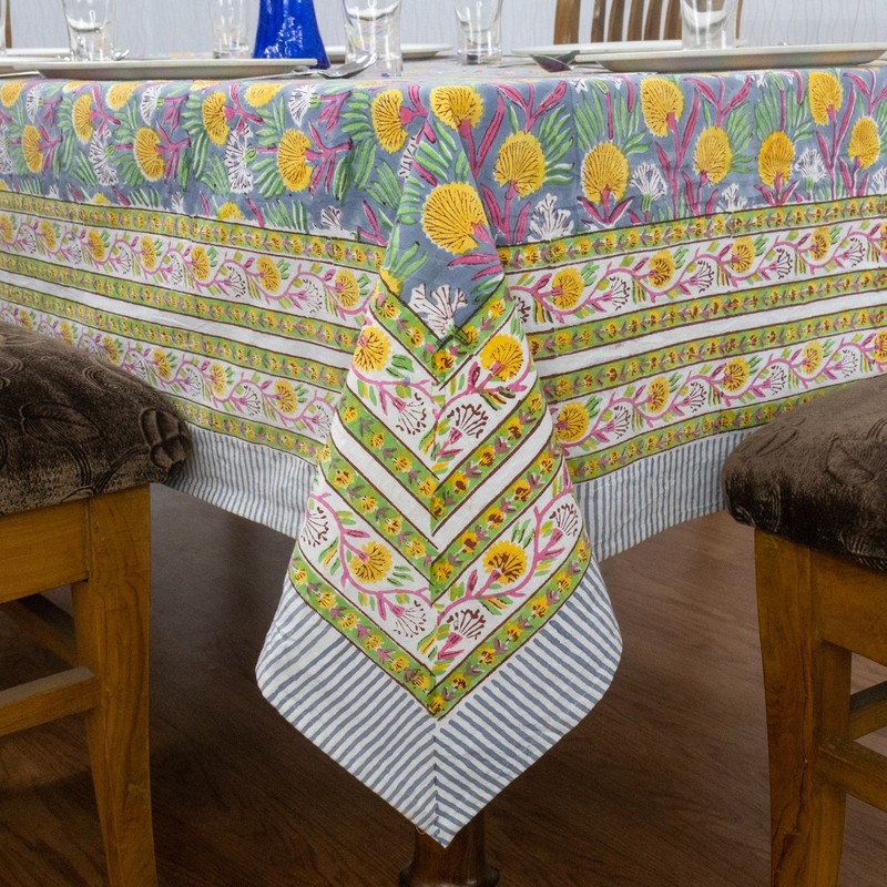 Dining Tablecloth Block Printed Table Cover Rectangle Tablecloth Gift for Dad gallery