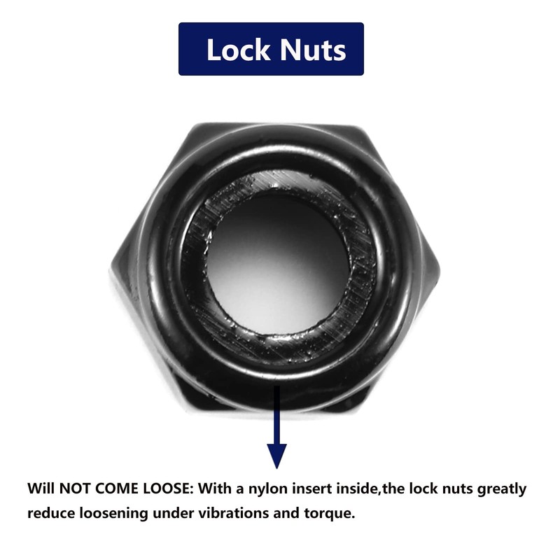 1/2-13 Nylon Insert Hex Lock Nuts 100Pcs 304 Stainless Steel 1/2-13, Black gallery