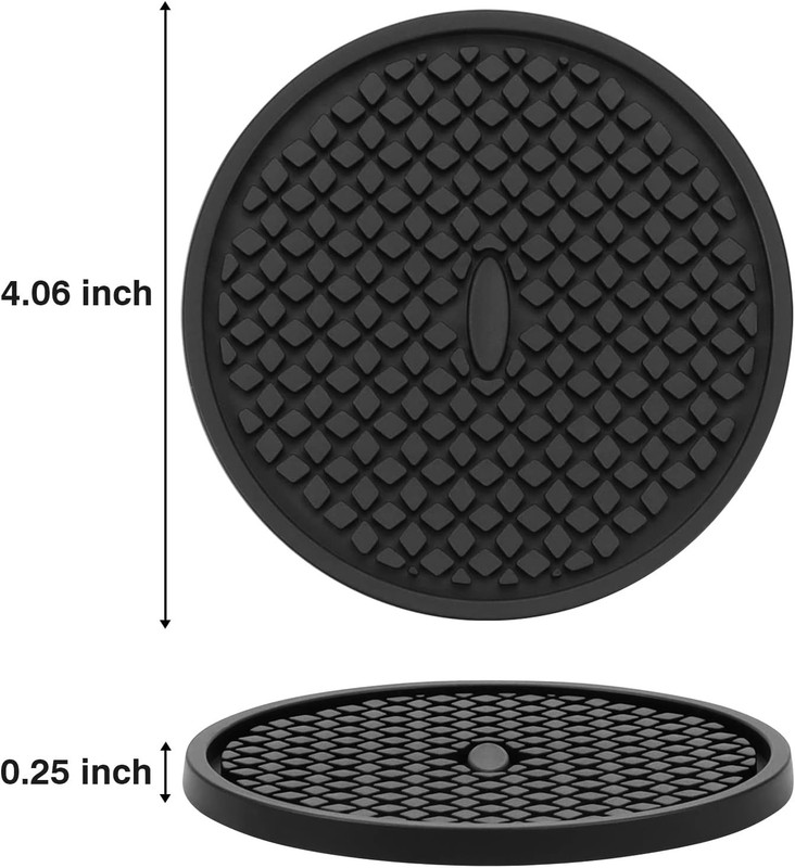 3Pack Silicone Coasters for Drinks,Thickened Black Coaster with Deep TrayGrooved gallery