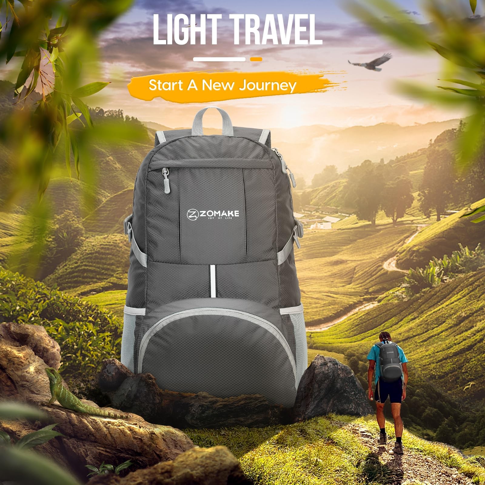 Lightweight Packable Backpack 35L, Water Resistant Foldable Hiking Day Pack 3