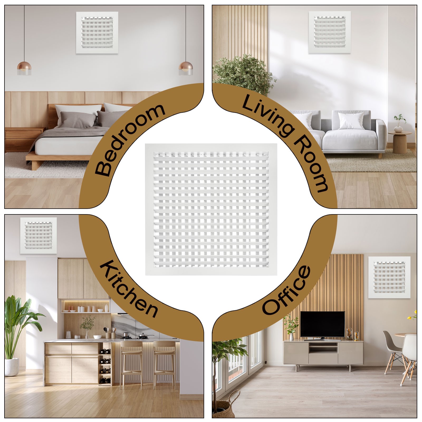 18" x 18" Aluminum Double Deflection Adjustable Air Supply Diffuser, White gallery