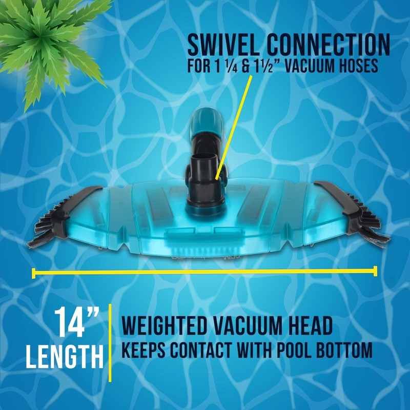 14" Rectangular Weighted Super Flexible Swimming Pool Vacuum Head - Side Brushes gallery
