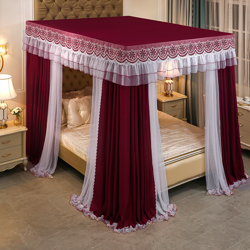 Luxury Mosquito Net Set Double Rod Double Layer Mosquito Net Winter Bed Curtains gallery