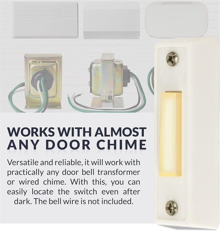 Durable Rectangular Lighted Doorbell Button - Easy Wall Mount Solution in White gallery