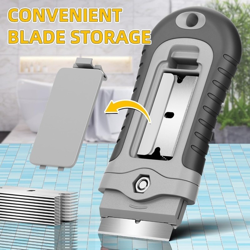 Razor Blade Scraper Tool with 15 Blades Ergonomic Handle for Glass Stove Top gallery