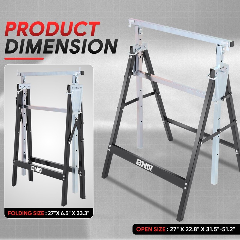 7-Speed Adjustable Height Foldable Metal Sawhorse Work Stand 440lbs. Capacity gallery