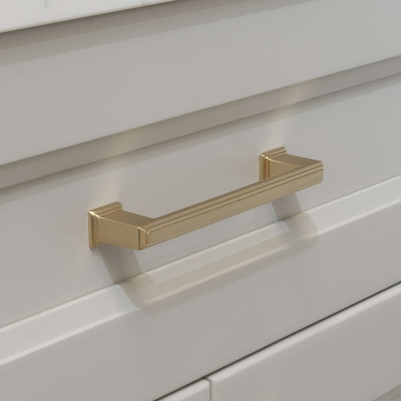 Square Brushed Champagne Gold Solid Cabinet Handles Pulls Kitchen Bathroom gallery