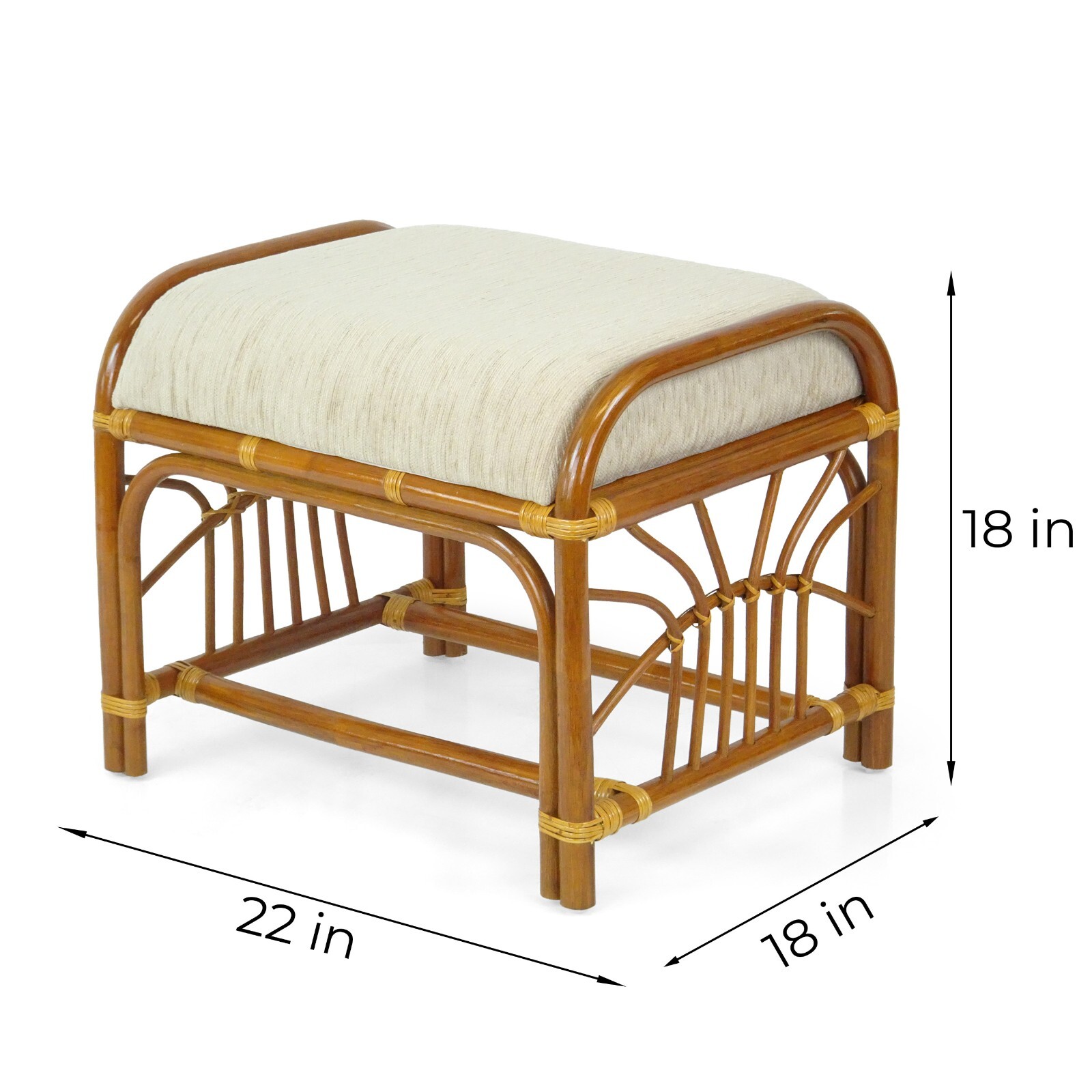 Krit Colonial Handmade Rattan Wicker Ottoman Footstool Pouf Stool w/Cushion gallery