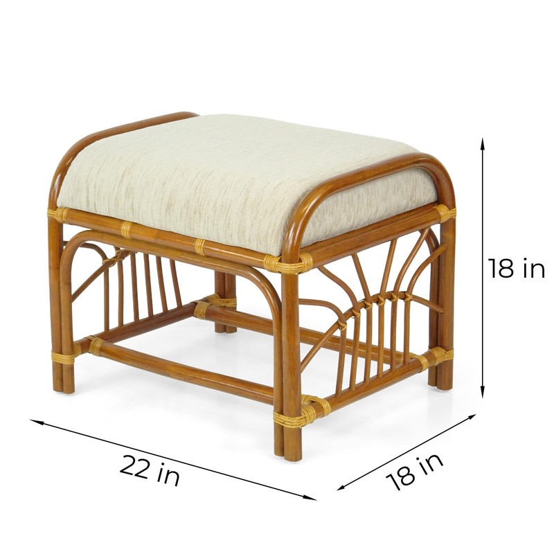 Krit Colonial Handmade Rattan Wicker Ottoman Footstool Pouf Stool w/Cushion gallery