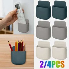 Wall Mounted Remote Control Holder Hole Free Pen Storage Box Hanging Organizer