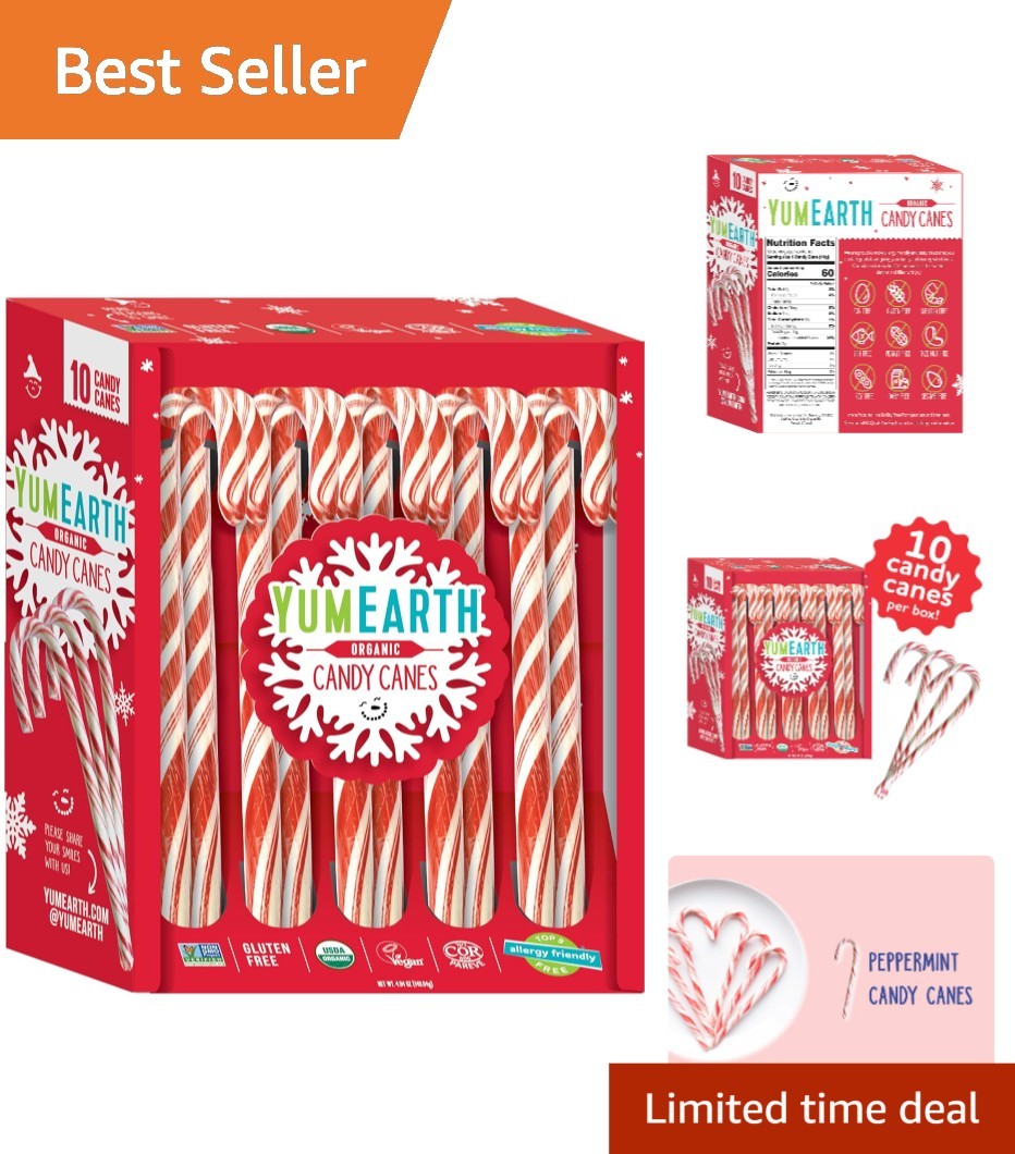 Dye-Free Peppermint Candy Canes - Organic, & Gluten-Free Treats - 10 Count gallery