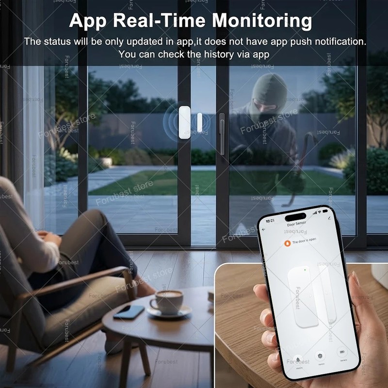 Zigbee Door Window Sensor for Smart Home Security Alarm with HA 2MQTT gallery