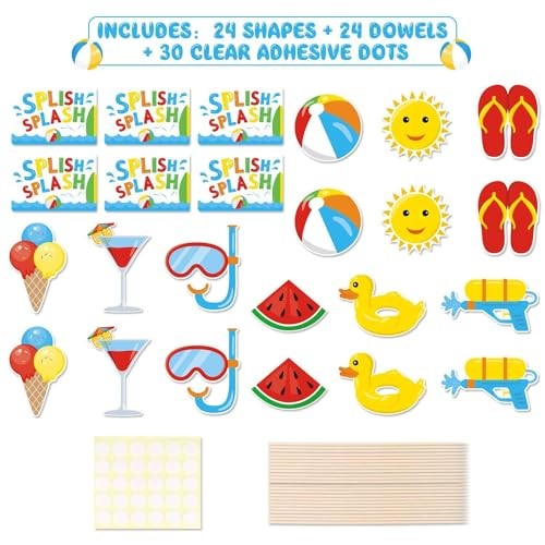 Splish Splash Party Decorations 24 PCS Beach Centerpiece Sticks Multicolor gallery
