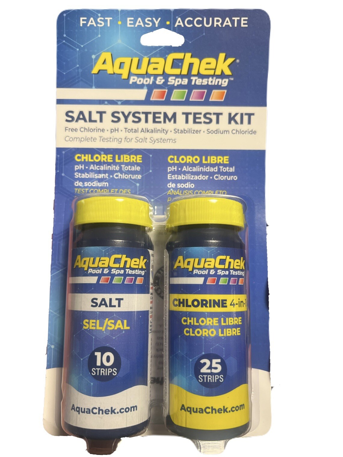 AquaChek 542228A Pool/Spa Salt Water Test Strips Kit 10ct Salt/25ct Cl Exp 04/27 gallery