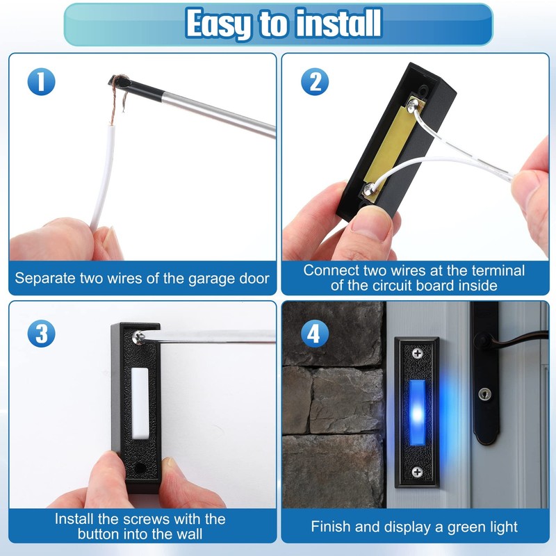 Lighted Doorbell Button Blue LED Wall Mount 2 Pack gallery