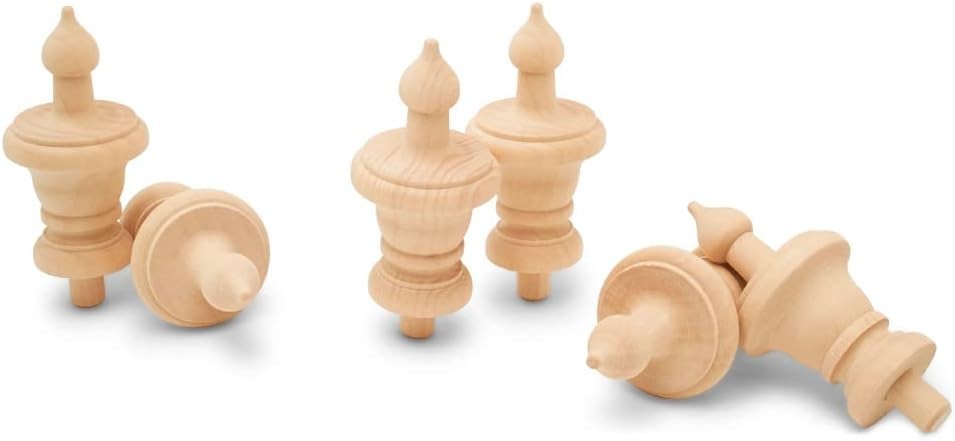 Wooden Finials 3.5 Inch 6/12 Pack, Bed Post Craft Project, Beige gallery