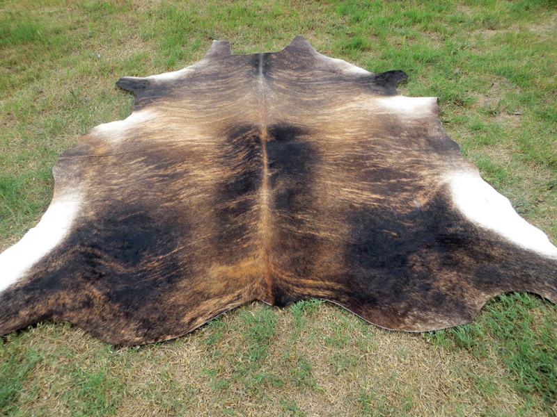 MAKE OFFER !! LARGE BRINDLE brown Cowhide Rug natural Cowhides Cow Hide Skin RN gallery