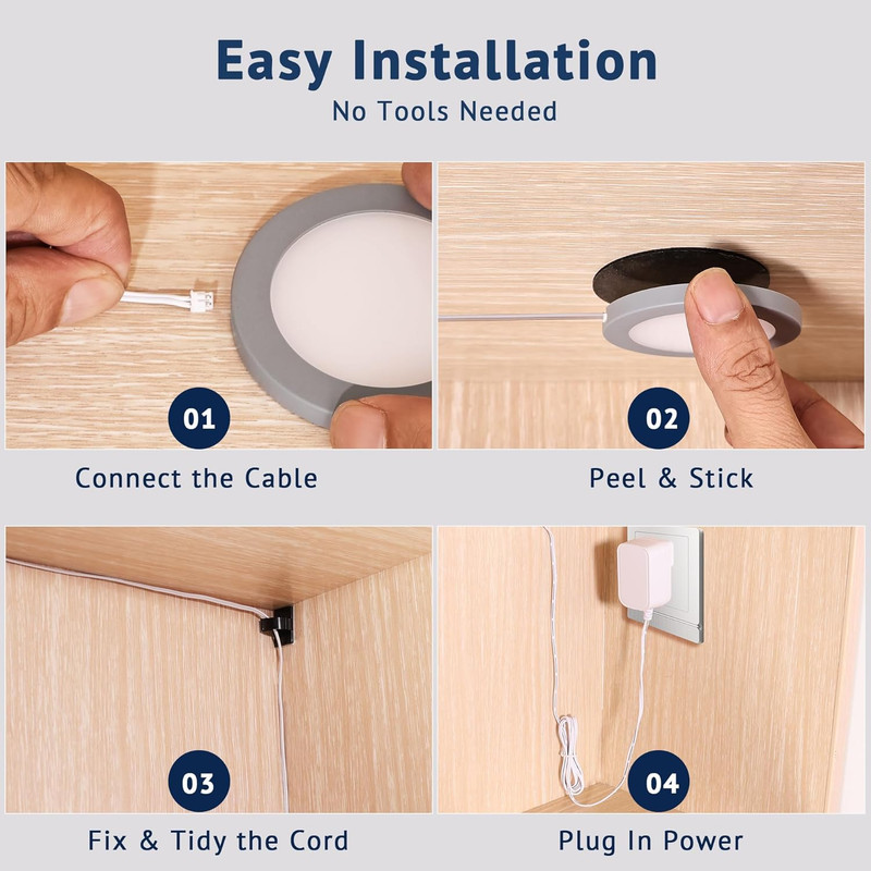 Smart Under Cabinet Lights, Dimmable Puck Lighting with App & Voice Control gallery