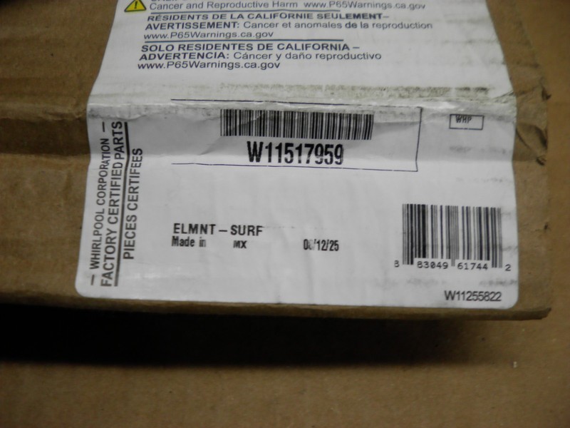 Whirlpool Maytag Range Radiant Surface Element W11517959 gallery