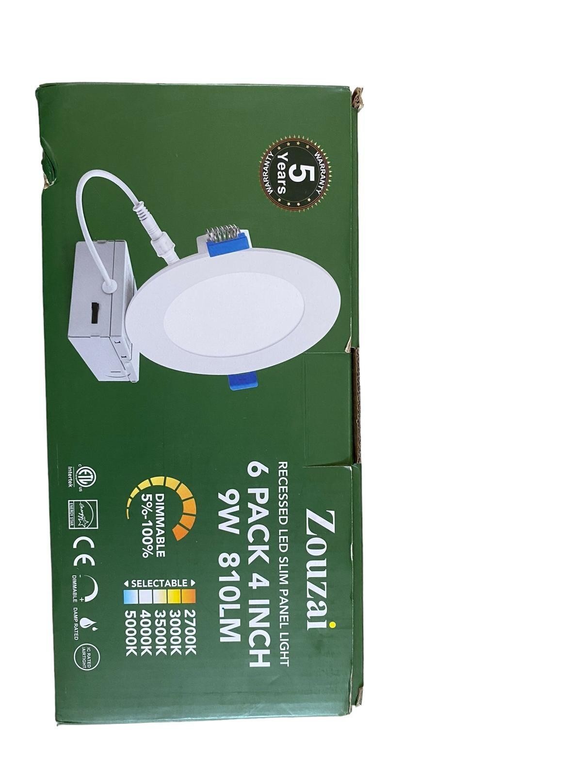ZOUZAI RECESSED LED SLIM PANEL LIGHT 6 PACK 4 INCH 9W 810LM gallery