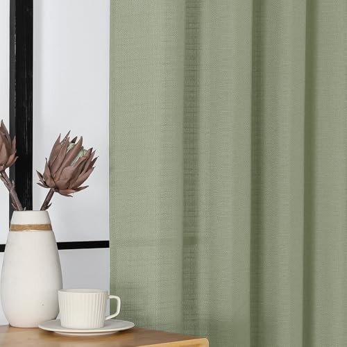 Valances for Windows, Faux Linen Textured 60"W x 14"L (Pack of 1) Light Green gallery