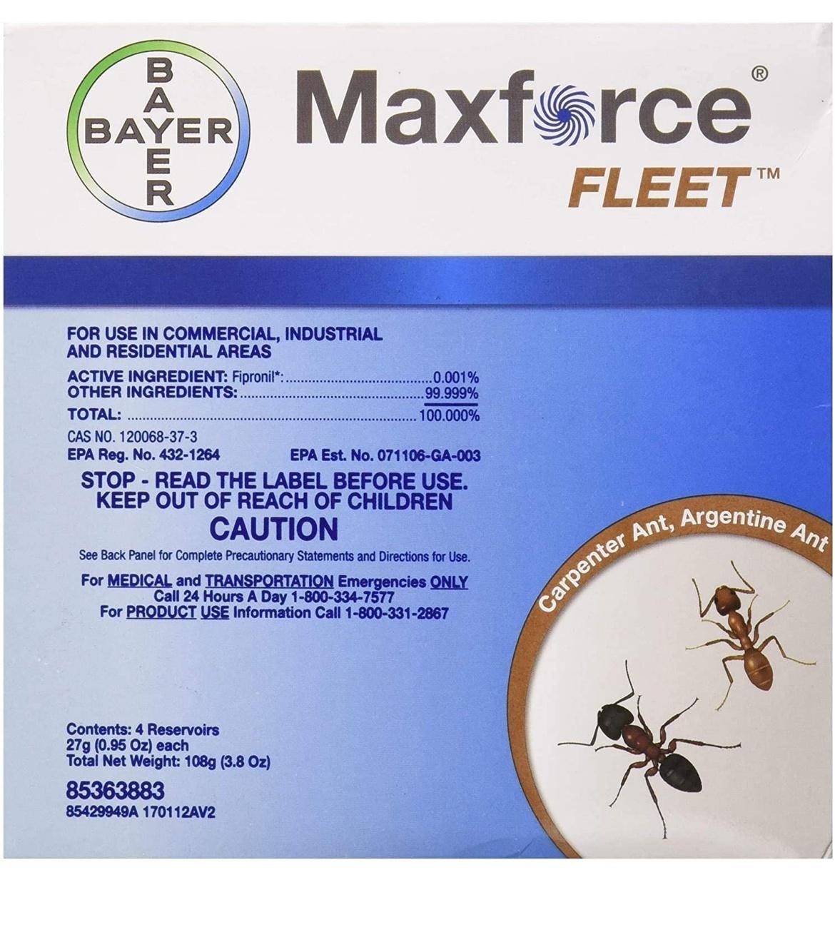 Bayer Maxforce Fleet Ant Bait Gel 4 Reservoirs 108g Fipronil Carpenter Ants gallery
