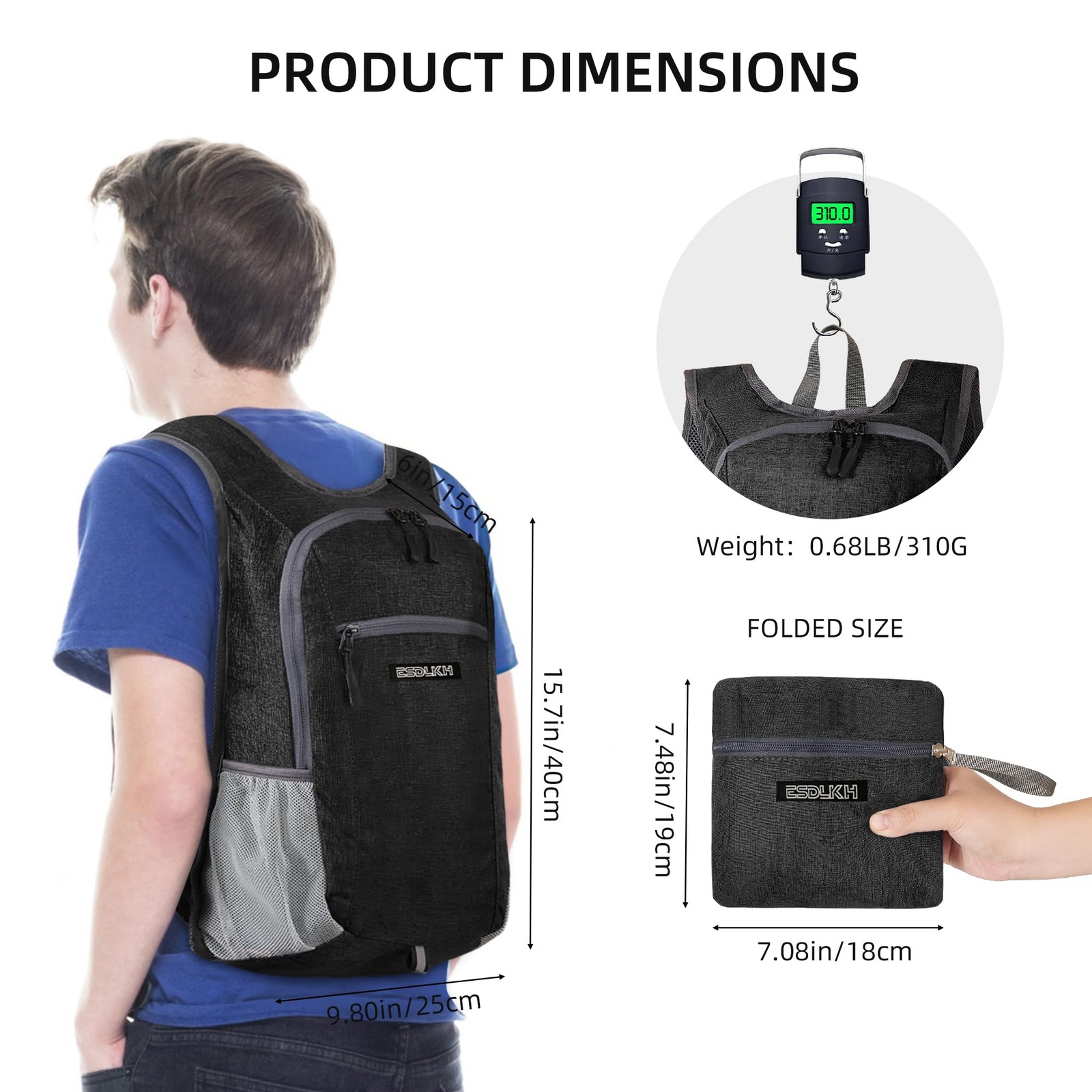 Small Hiking Backpack with Detachable Front Phone Holder, Foldable Packable B... 4