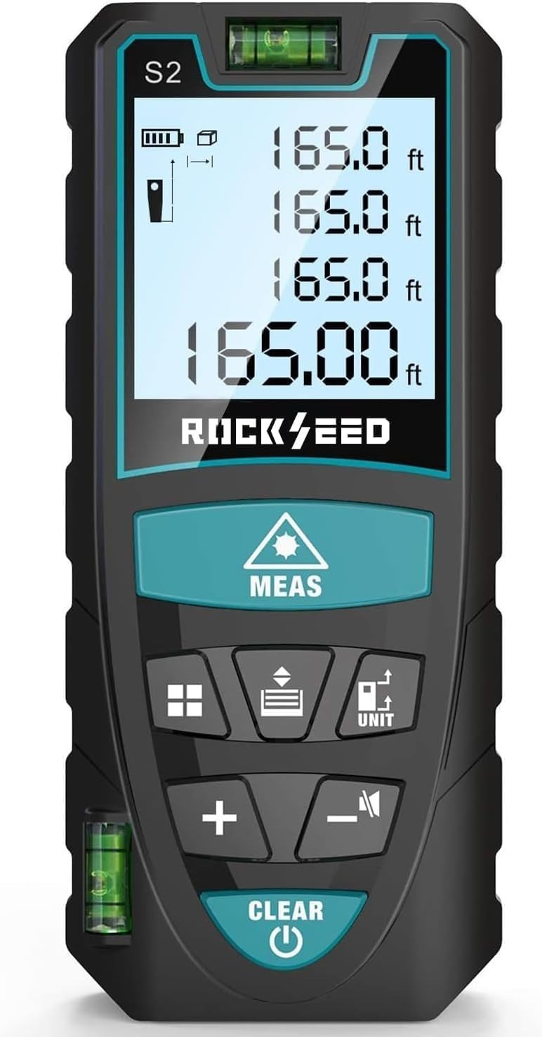 Portable Laser Measure 165' LCD Digital Laser Distance Meter w 2 Bubble Levels gallery