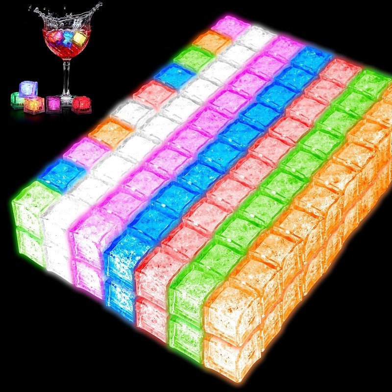 Light Up Ice Cubes for Drinks, Multicolor Fast Flash + Solid Color Pink + Green gallery