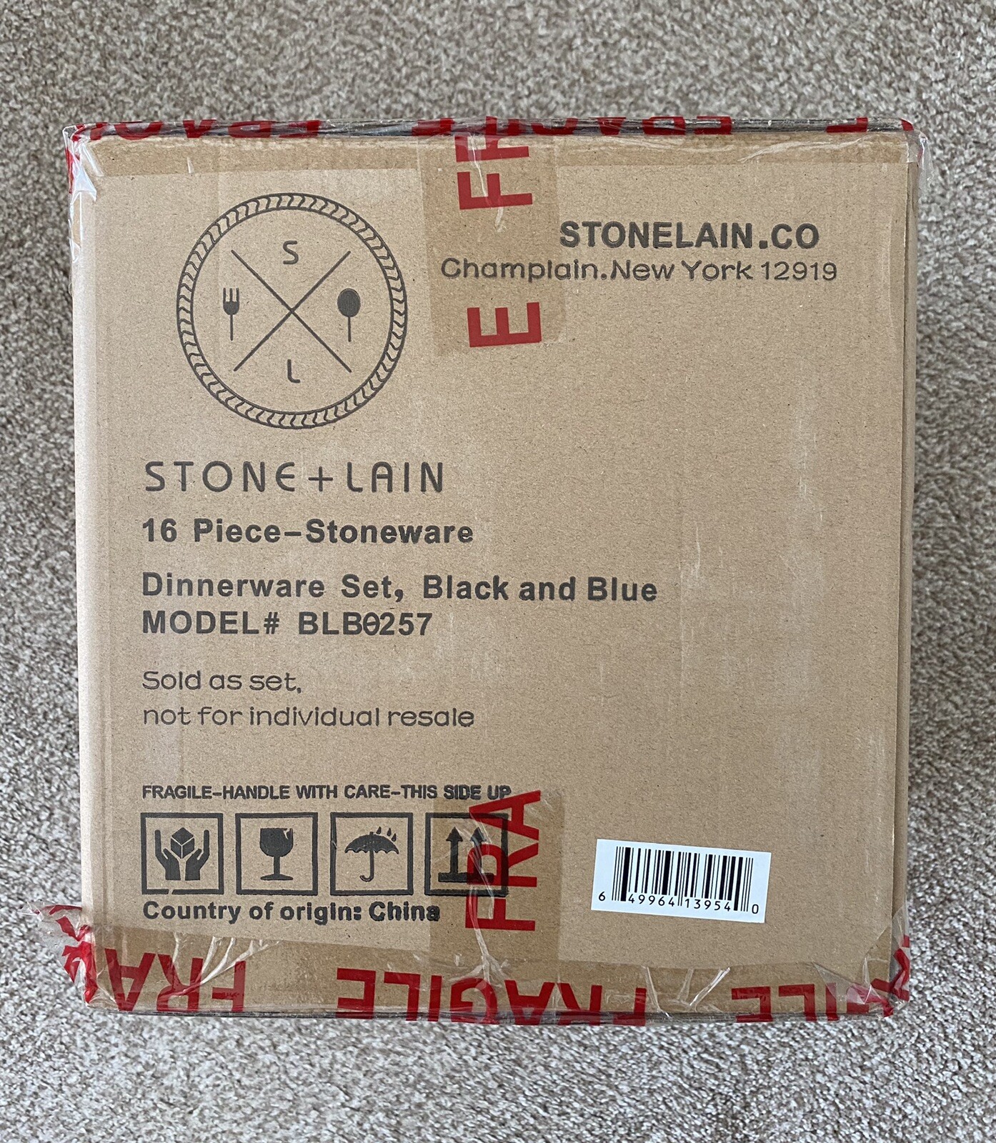 Stone Lain Stoneware Dinnerware Set, Service For 4, Blue and Black gallery