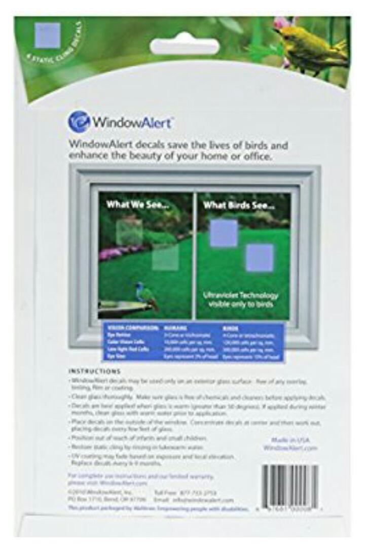 WINDOW ALERT ANTI-COLLISION DECALS CLINGS SQUARE SAVE BIRDS PREVENT STRIKES gallery
