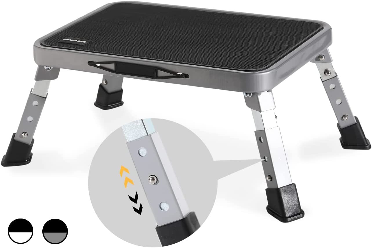 3 Levels Adjustable Folding Step Stools for Adults Sturdy Metal RV Step Stool gallery