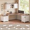 Farmhouse L Shaped Computer Desk with 6 Drawers &Hutch, Reversible Office Desk gallery