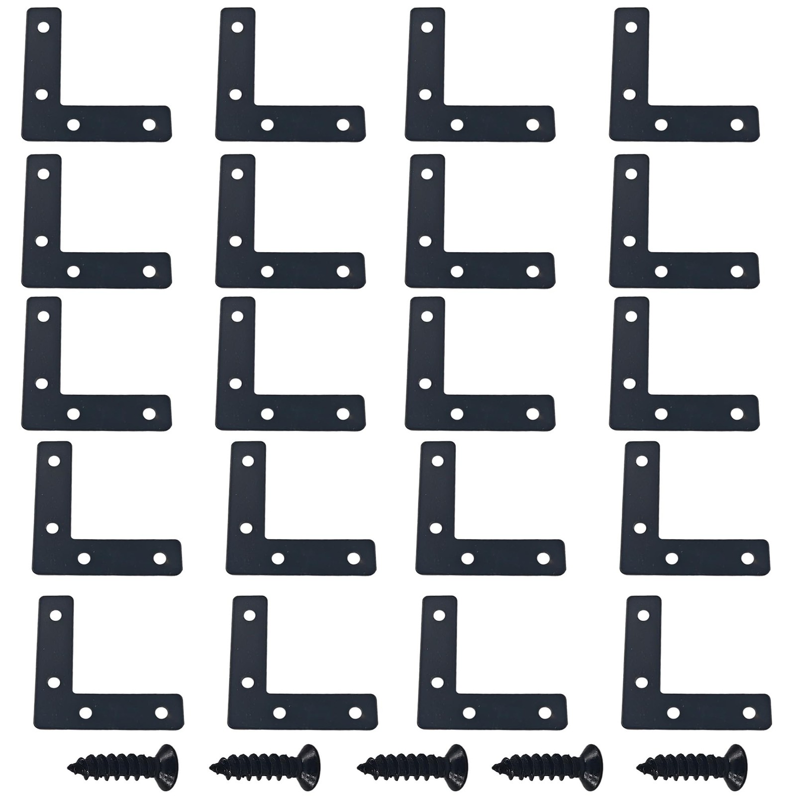 20PCS (60x60mm) Flat L Brackets Corner Braces, Heavy Duty 2.36" x 2.36" Black gallery