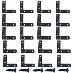 20PCS (60x60mm) Flat L Brackets Corner Braces, Heavy Duty 2.36″ x 2.36″ Black