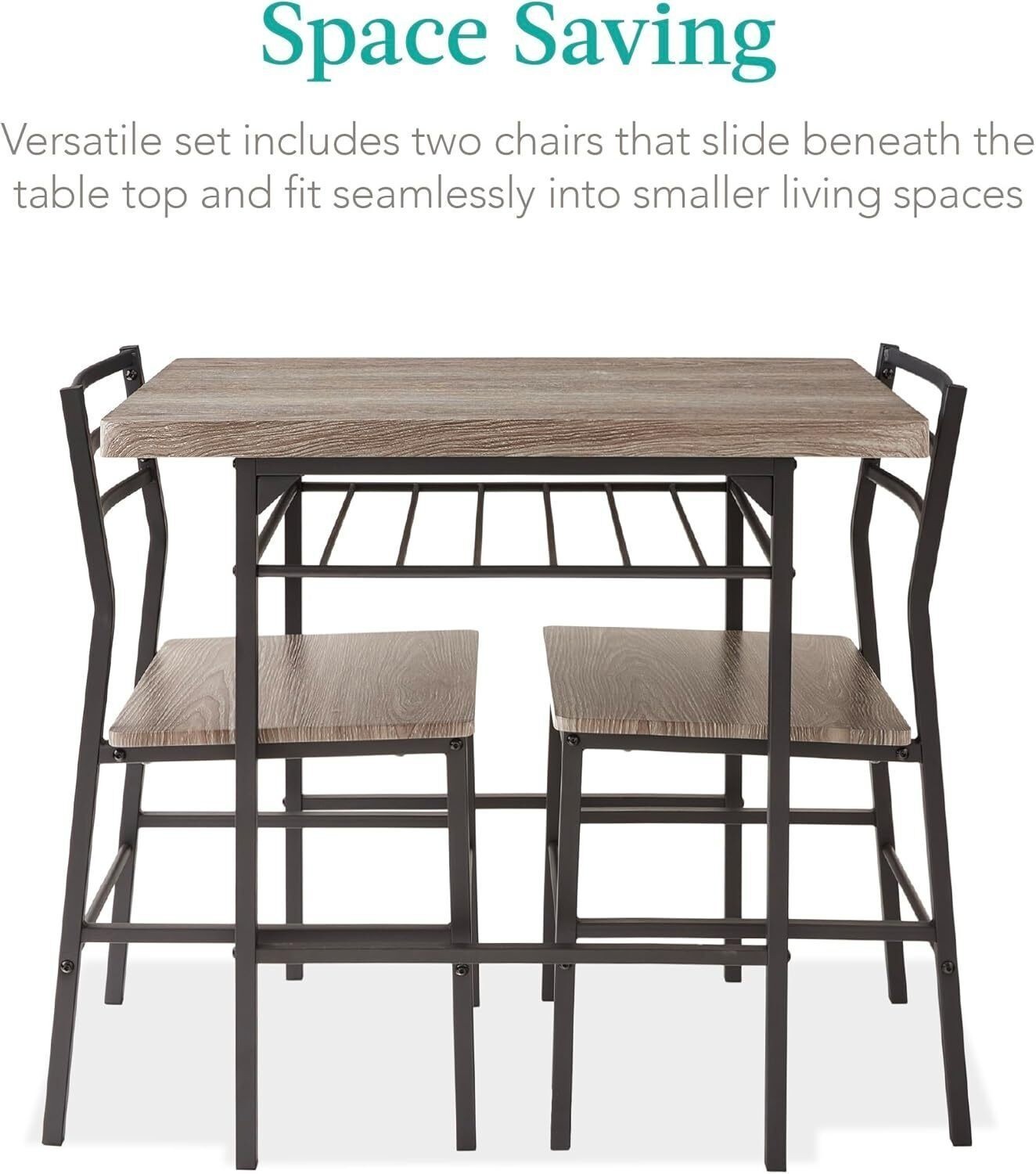 3-Piece Modern Dining Set Built-in Storage Rack Dinette for Kitchen Dining Room gallery