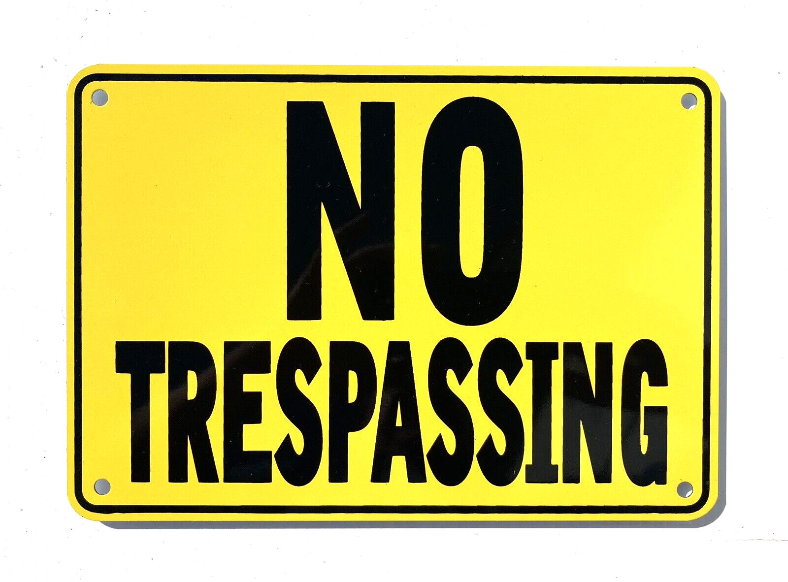 "NO TRESPASSING" YELLOW WARNING SIGN, METAL gallery