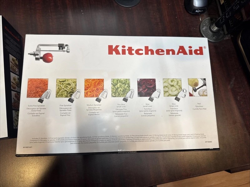 KITCHENAID 7 Blade Spiralizer Plus (KSM2APC) And Vegetable Sheet Cutter Lot Set gallery