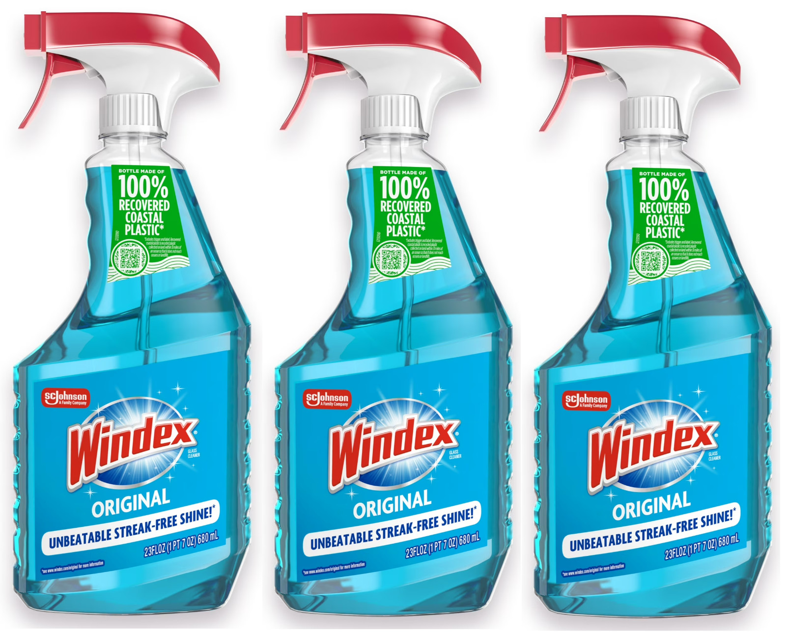 Windex Glass and Window Cleaner Spray Bottle, Original Blue, 23 fl oz (3 Pack) gallery