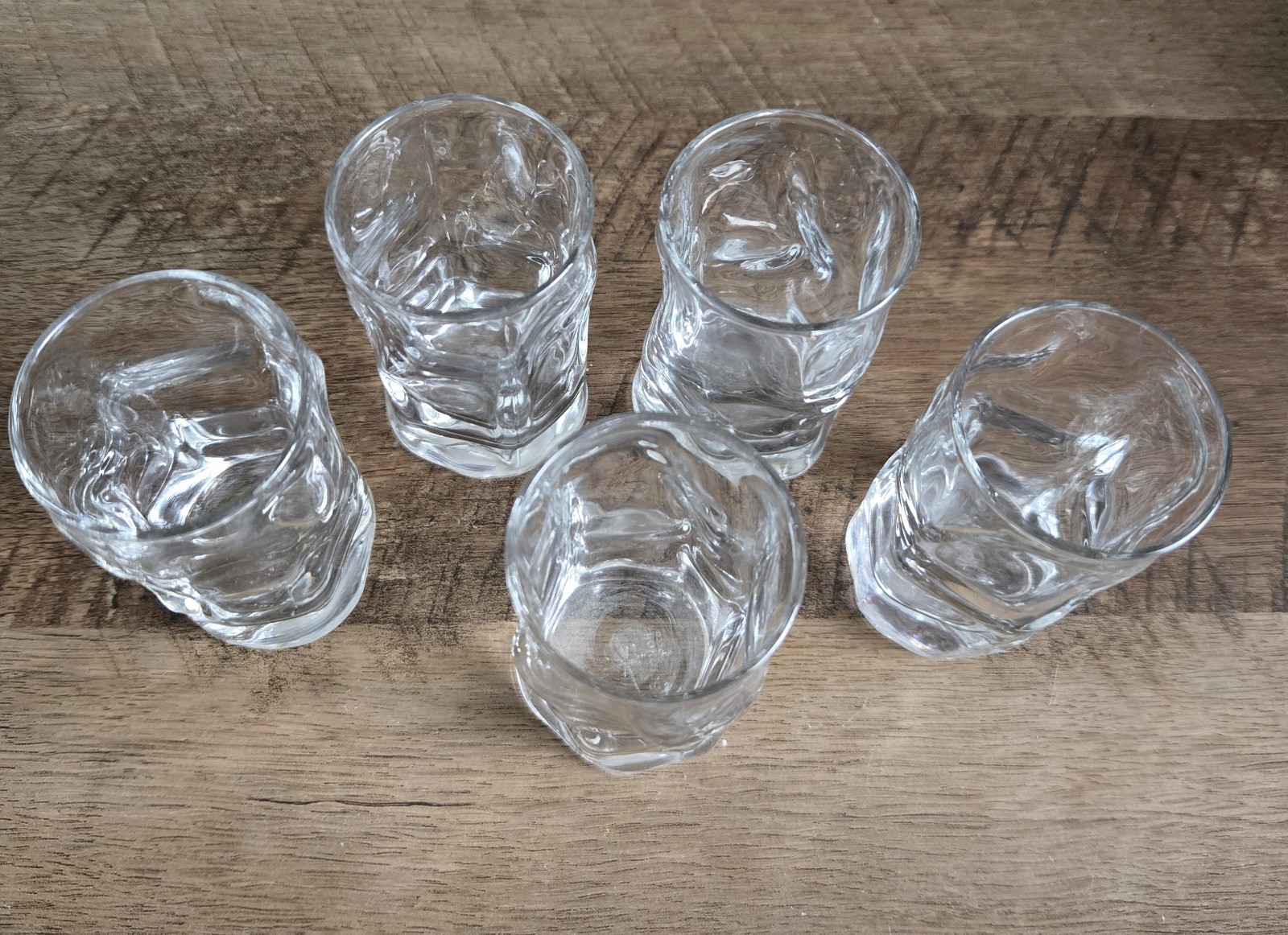 BORMIOLI ROCCO Sorgente Clear Irregular Dimples Set 5 Shot Glasses 2.25 oz Italy gallery