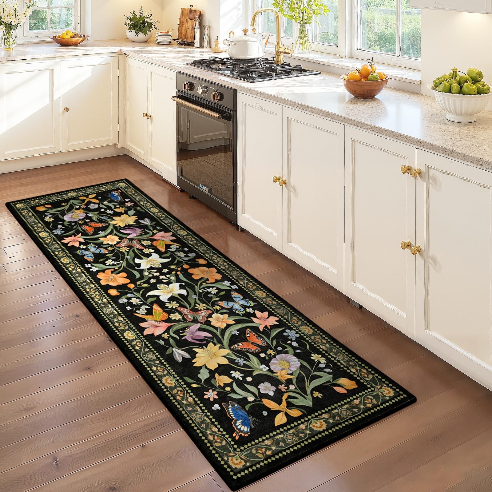 2x6 Runner Rug for Hallways Non Slip, Washable 2' x 6' (Rectangular), Black gallery