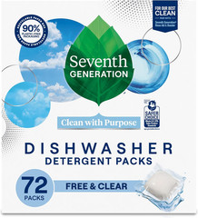 Seventh Generation Dishwasher Detergent Packs Free & Clear 72 Count Pods New