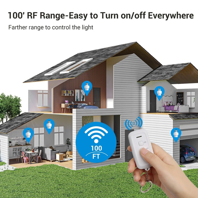 DEWENWILS Wireless Remote Control Light Socket E26/E27 Base Remote Bulbs Socket gallery
