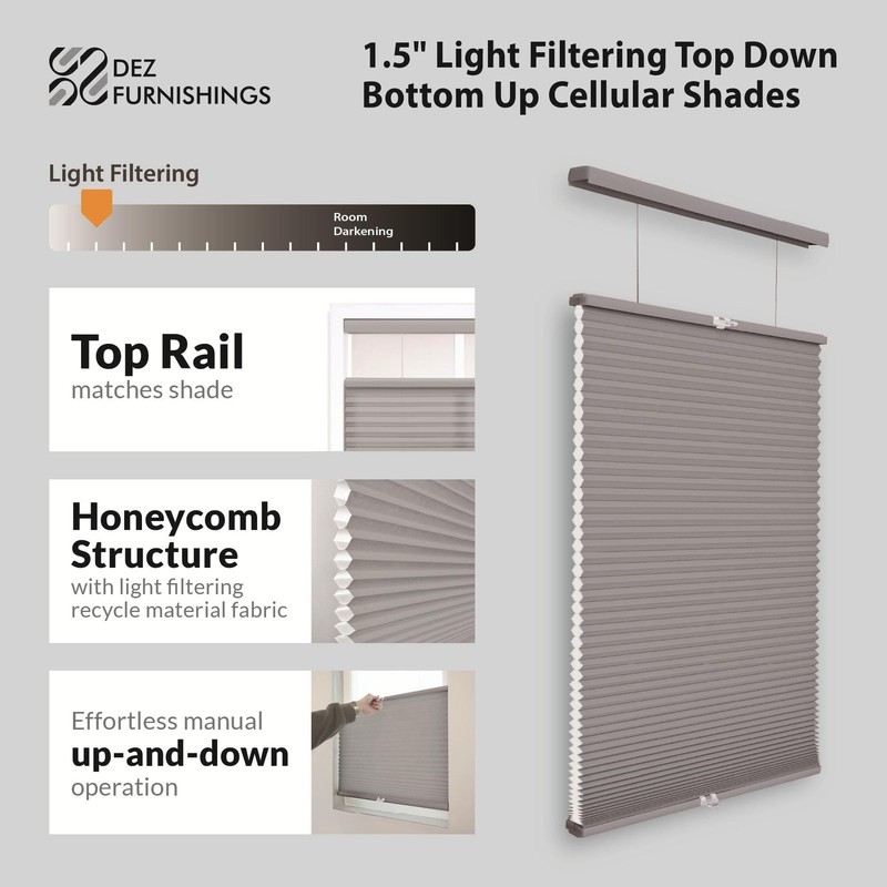1.5" Light Filtering Top Down Bottom Up Cellular Shade, 35" W x 72" H, Anchor... gallery