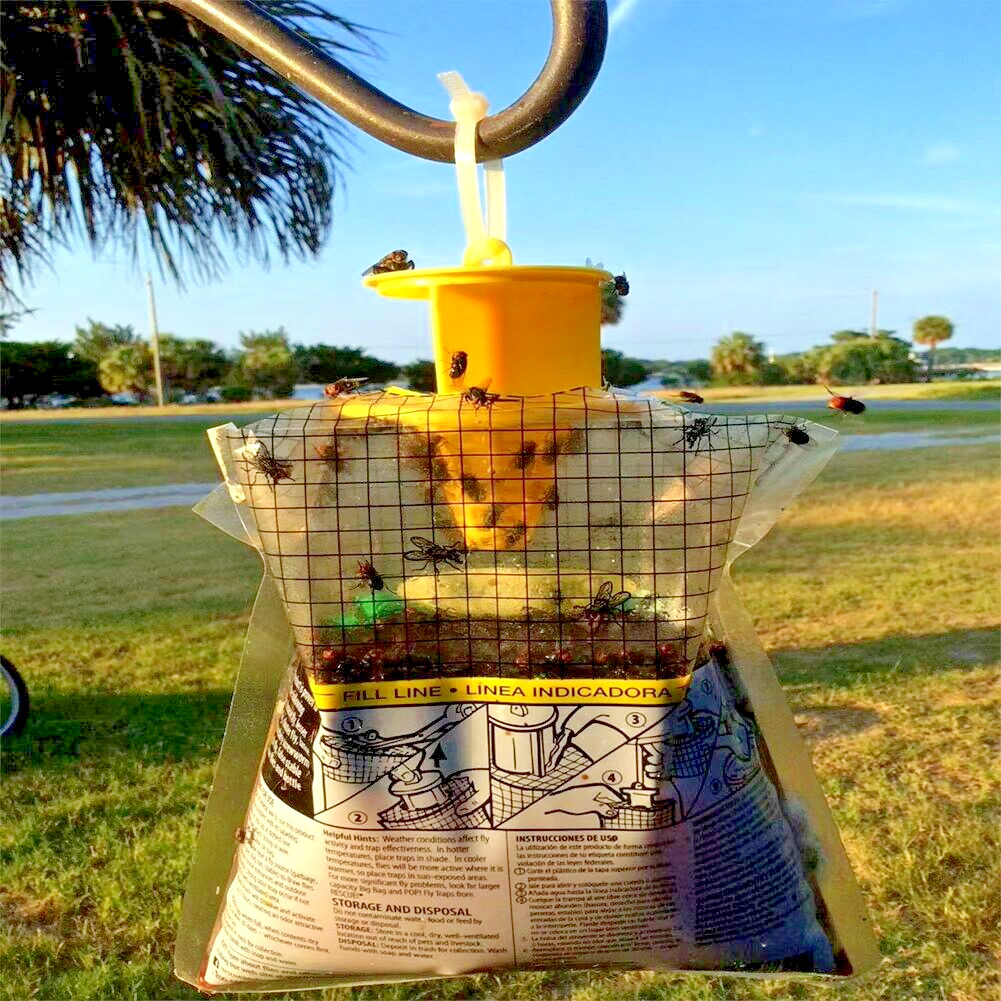 10 Pack Outdoor Fly Traps, Disposable Non Toxic Hanging Catcher Killer Large Bag gallery